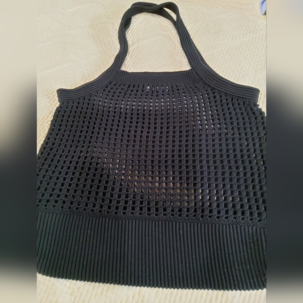 PAMPA Crochet Black Knit Tote Bag